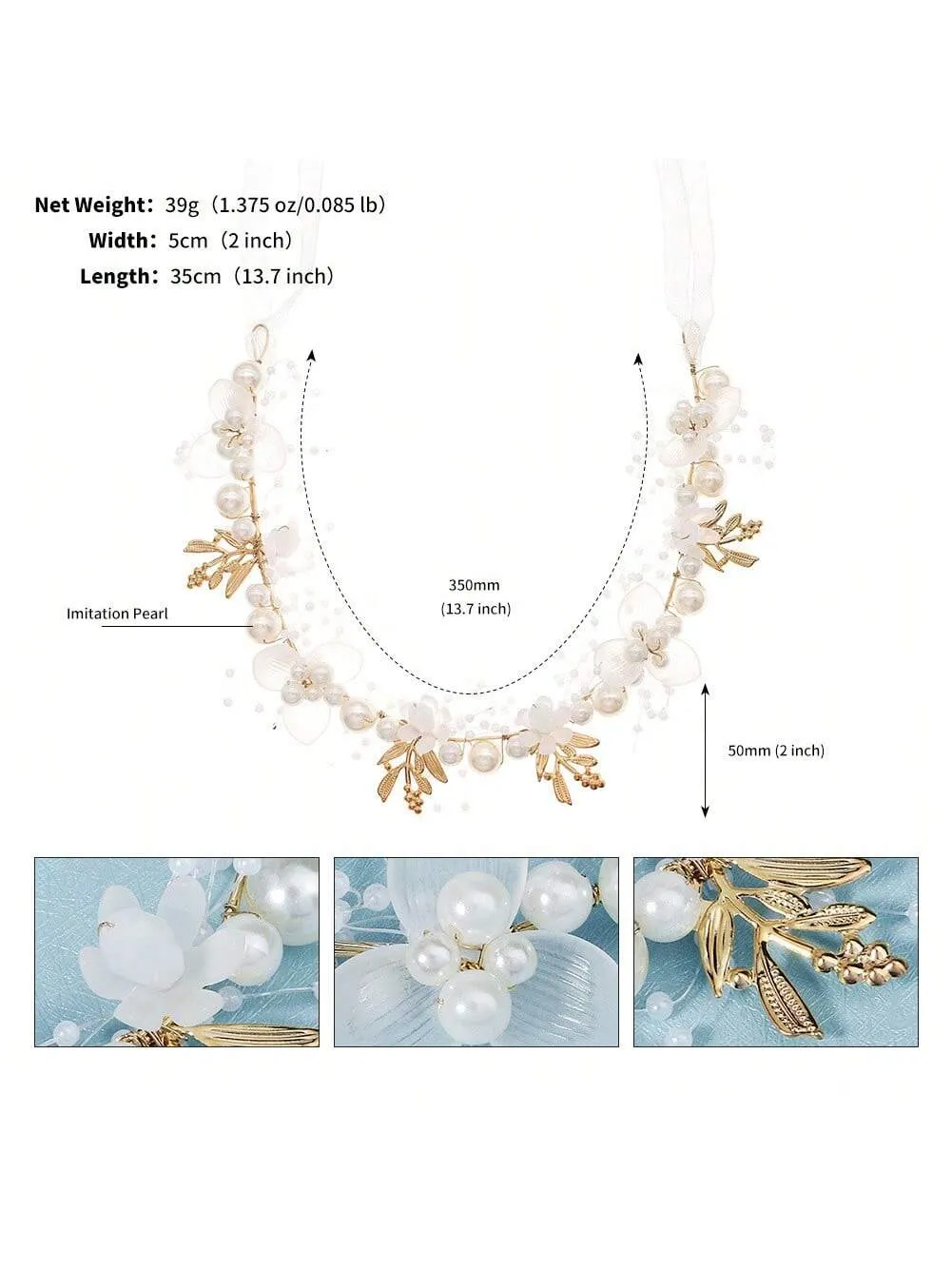 1pc Fashionable & Retro Bridal Hair Accessory, Handmade Beaded Flower & Pearl Braided Headband Suitable For Girls & Women