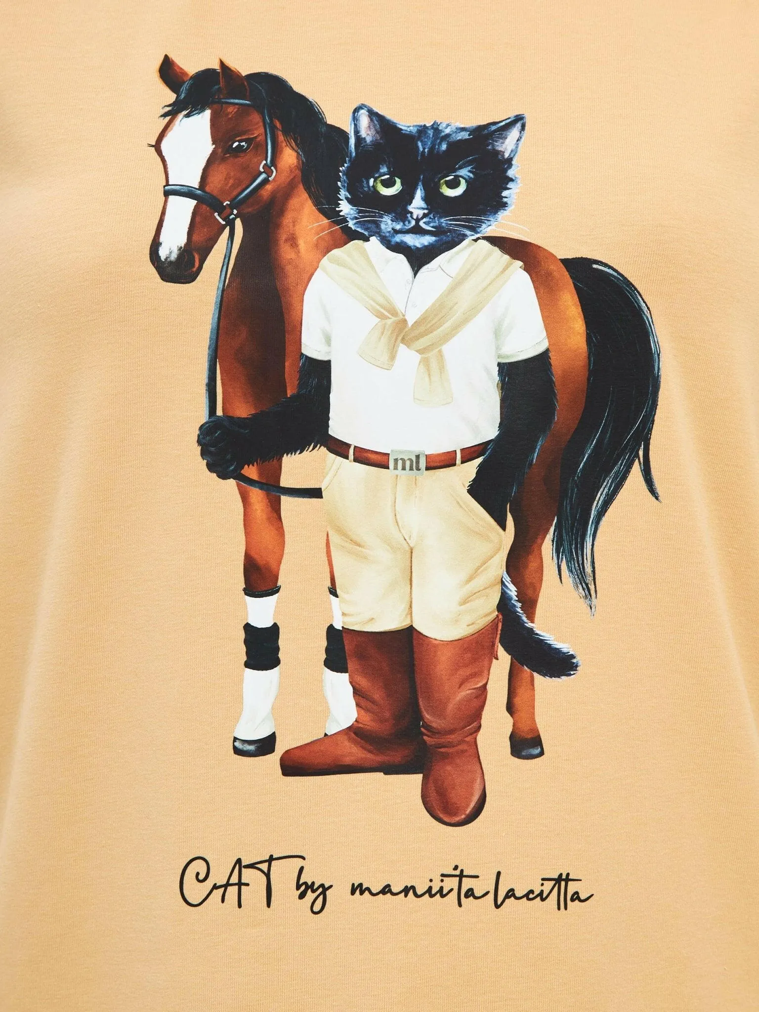 Beige Printed T-shirt RIDER CAT