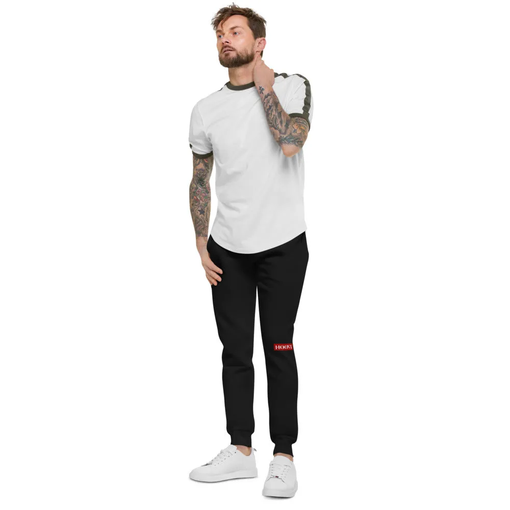 Capital H's Unisex Fleece Sweatpants (White Hoovi Print) Muted Red & Grey Logo