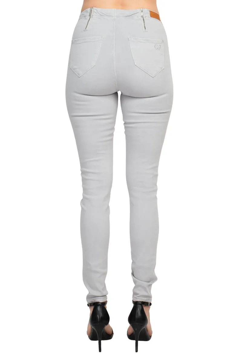 Cenia MId Waist Pockets Stretched Denim Pants
