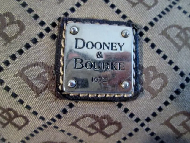 DOONEY & BOURKE Canvas Leather Hobo Purse Satchel Handbag BROWN SIGNATURE