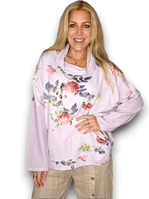 Helga May Cotton Moku Sweater: Thorn Rose - Light Lavender