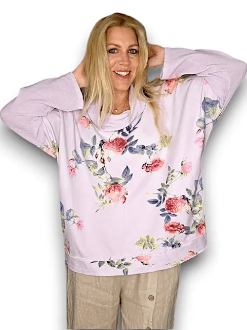 Helga May Cotton Moku Sweater: Thorn Rose - Light Lavender