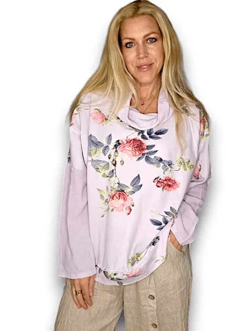 Helga May Cotton Moku Sweater: Thorn Rose - Light Lavender