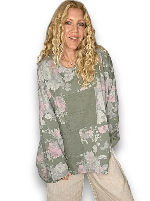 Helga May Cotton Patchwork Sweater: Scarlett Rose - Forest