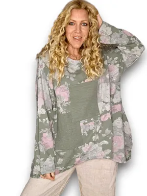 Helga May Cotton Patchwork Sweater: Scarlett Rose - Forest