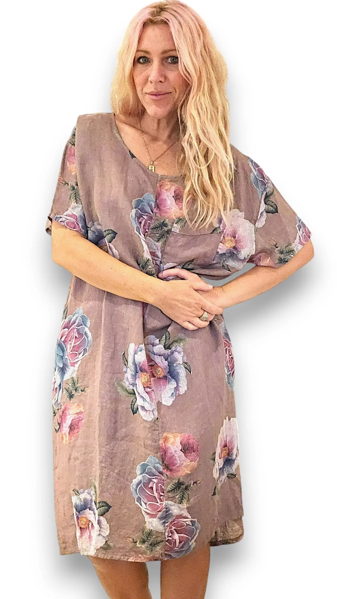 Helga May Easy Peasy T-Shape Dress: Ombre Peony - Dusky Berry