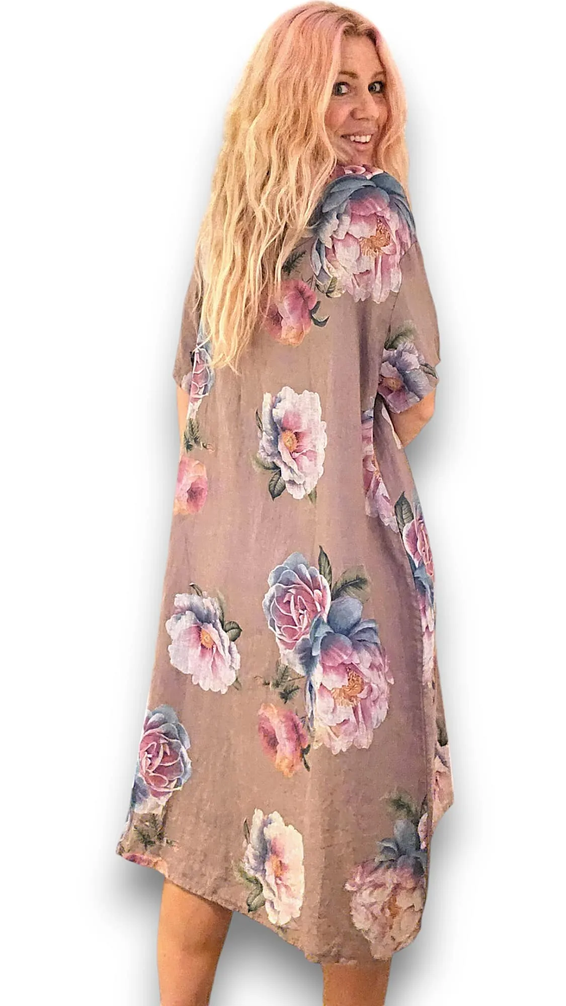 Helga May Easy Peasy T-Shape Dress: Ombre Peony - Dusky Berry