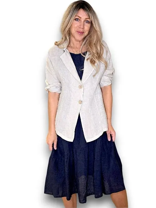 Helga May: Linen Suit Jacket - White
