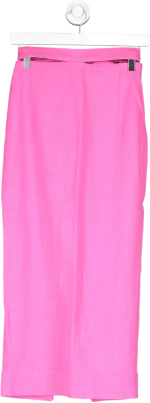 JACQUEMUS Pink Linen Blend La Jupe Valerie Midi Pencil Skirt UK 6