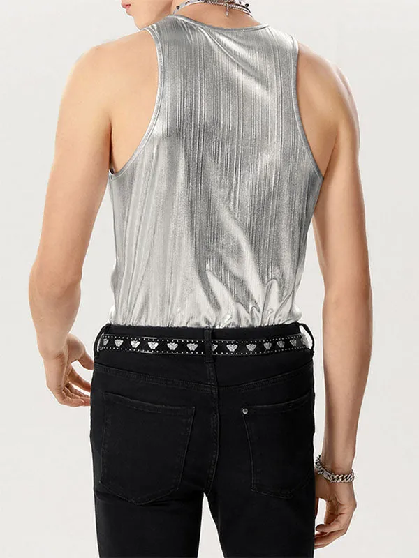 Mens Glitter Crew Neck Sleeveless Vest SKUK48113