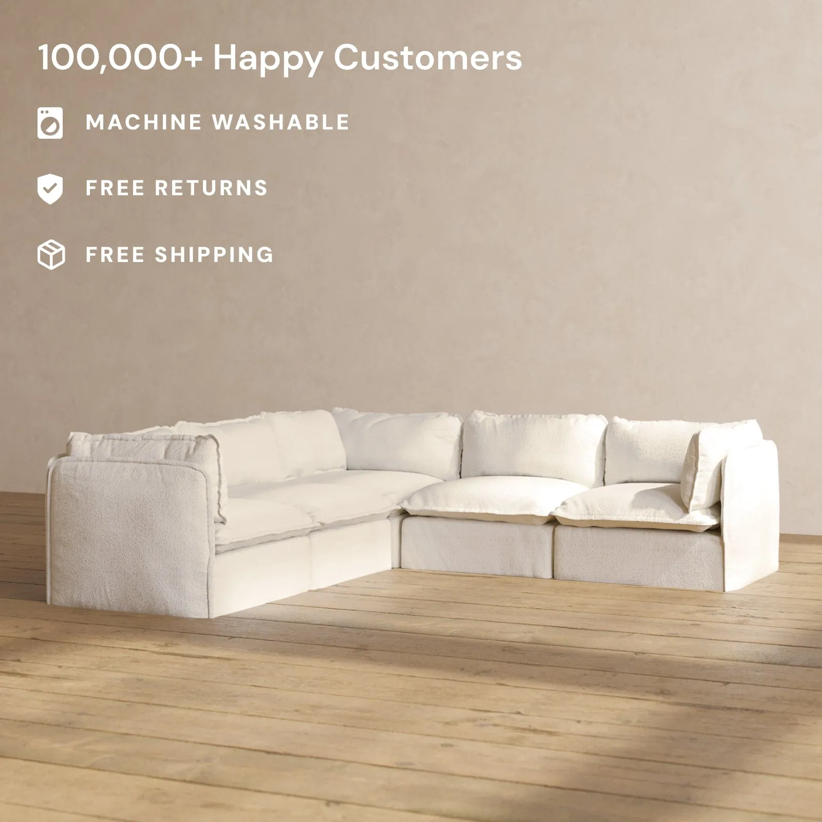 Modular Performance 5-Seater Corner Sectional in Mousse | Relaxed Blend