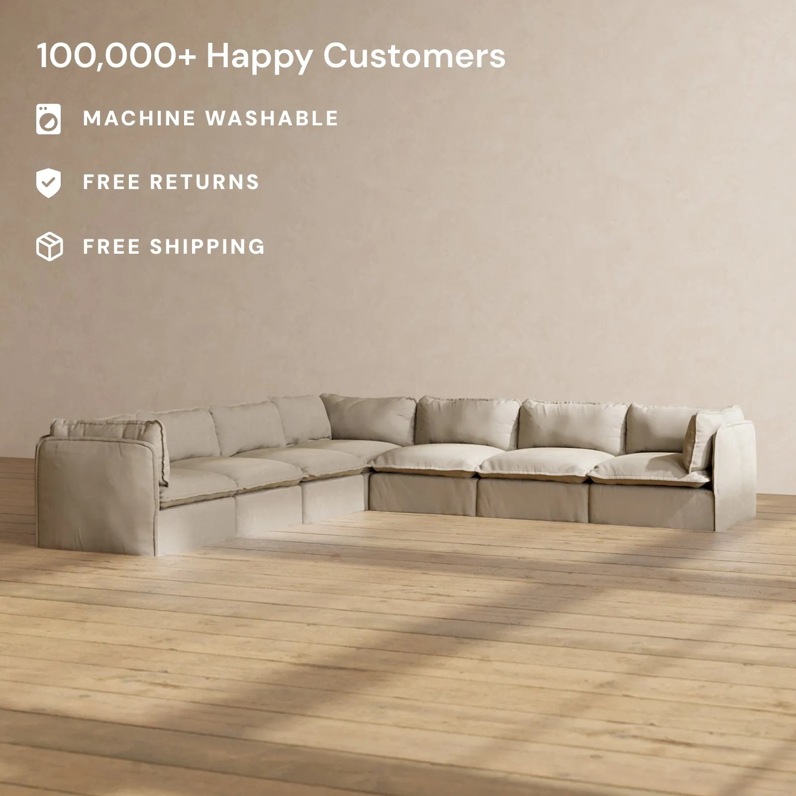 Modular Performance 7-Seater Corner Sectional in Dune | Relaxed Blend