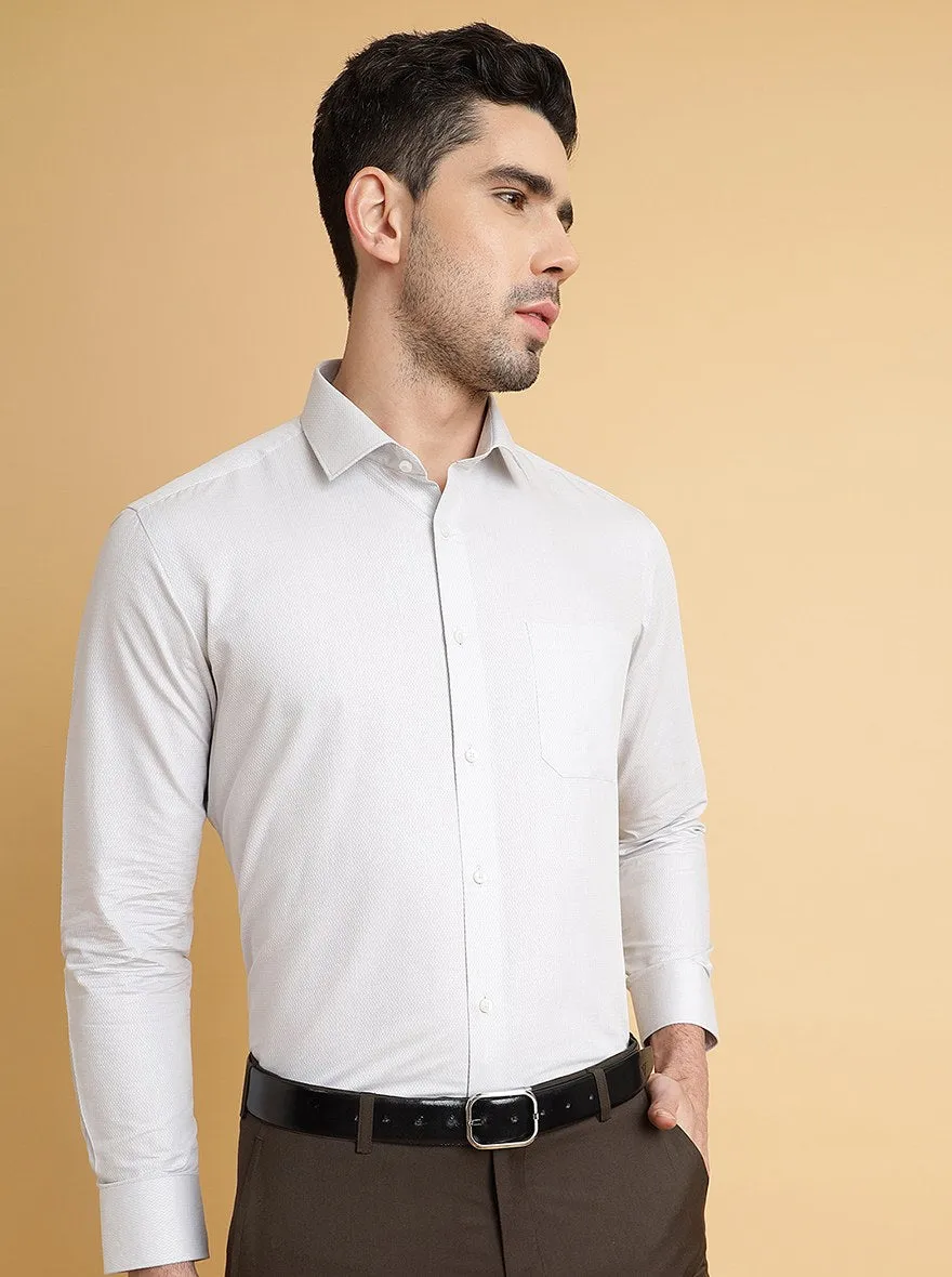 Off White Solid Slim Fit Formal Shirt | Greenfibre