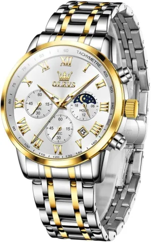 OLEVS Watch Men, Classic Men's Dress Watches Waterproof Stainless Steel Watch for Men Easy to Read Casual Large Face Relojes para Hombres Men's Analog Wristwatches Mens Luxury Watches