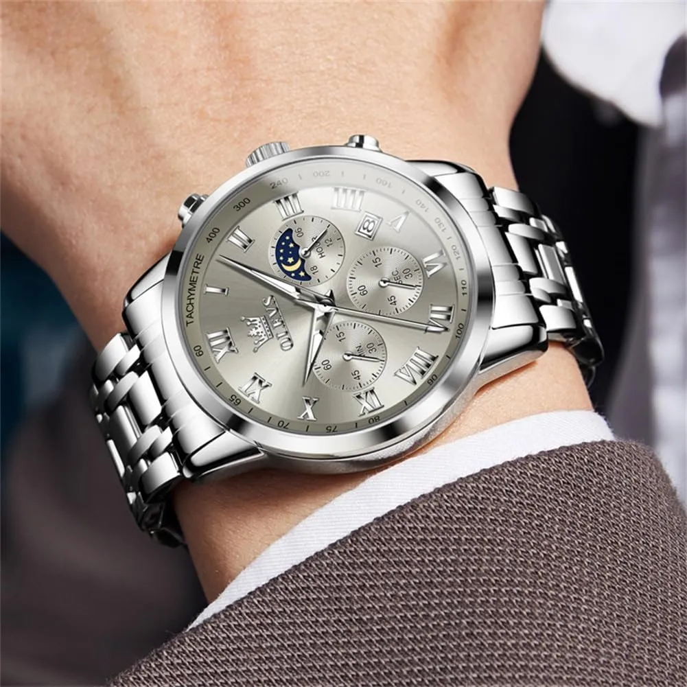 OLEVS Watch Men, Classic Men's Dress Watches Waterproof Stainless Steel Watch for Men Easy to Read Casual Large Face Relojes para Hombres Men's Analog Wristwatches Mens Luxury Watches