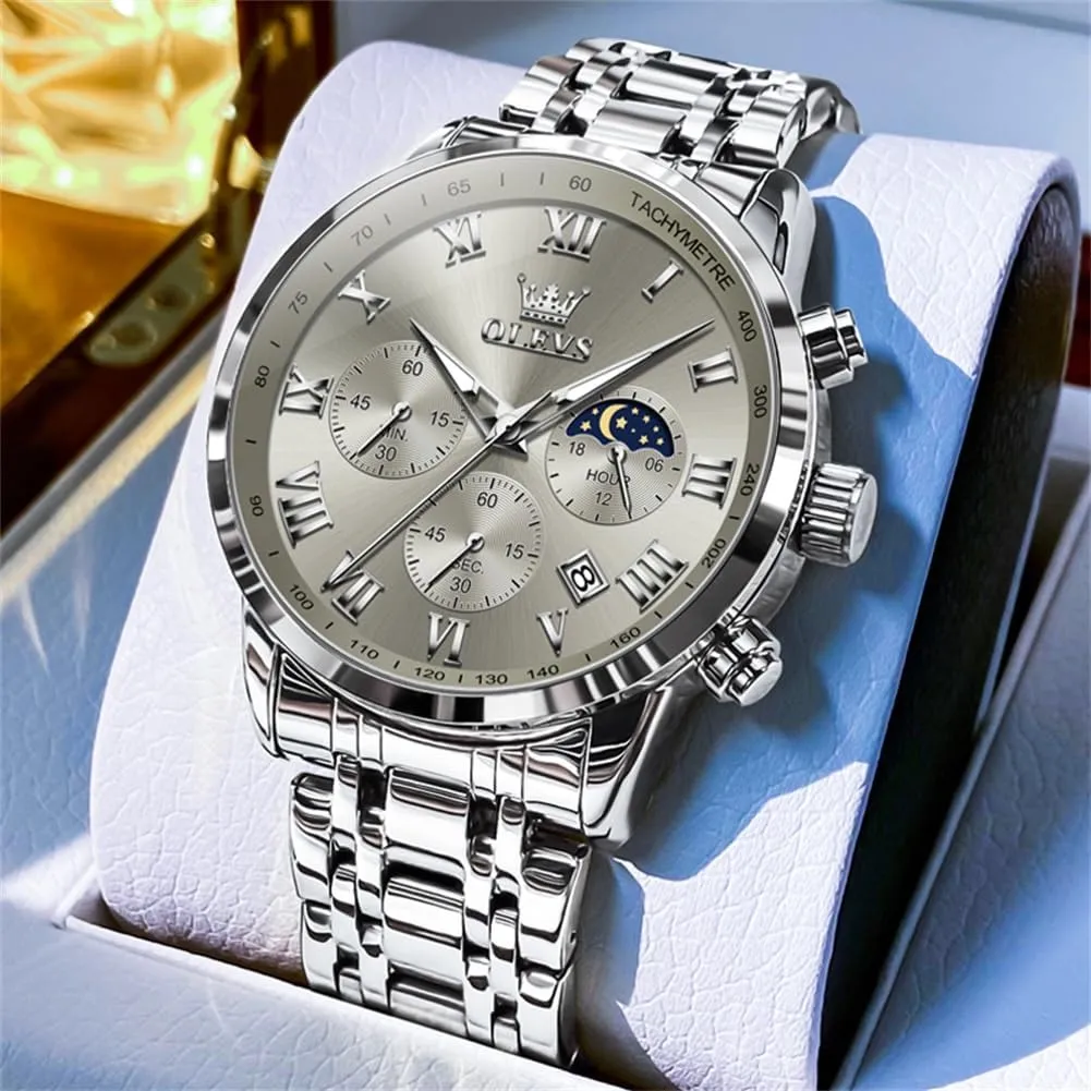 OLEVS Watch Men, Classic Men's Dress Watches Waterproof Stainless Steel Watch for Men Easy to Read Casual Large Face Relojes para Hombres Men's Analog Wristwatches Mens Luxury Watches