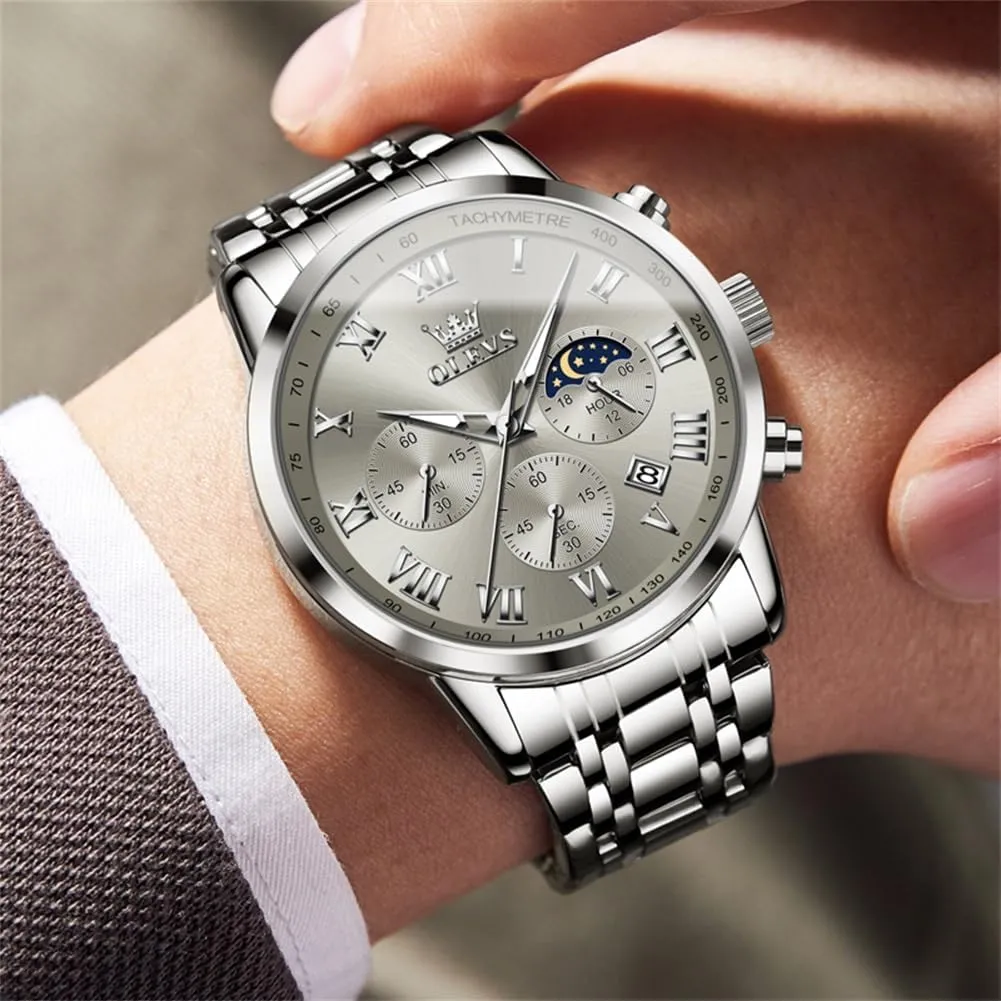 OLEVS Watch Men, Classic Men's Dress Watches Waterproof Stainless Steel Watch for Men Easy to Read Casual Large Face Relojes para Hombres Men's Analog Wristwatches Mens Luxury Watches