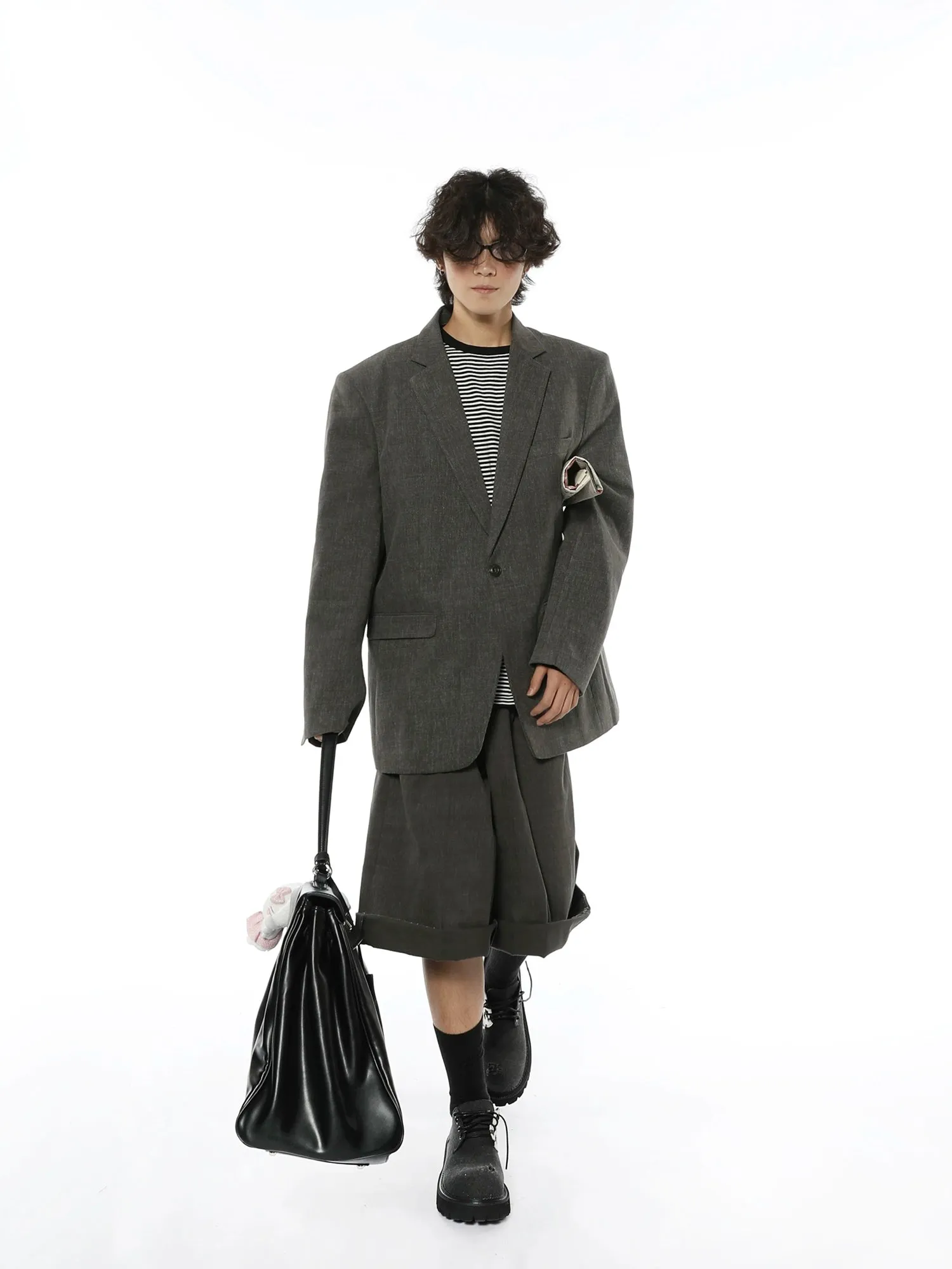 Oversized Textured Retro Blazer and Trousers Co-ord Set