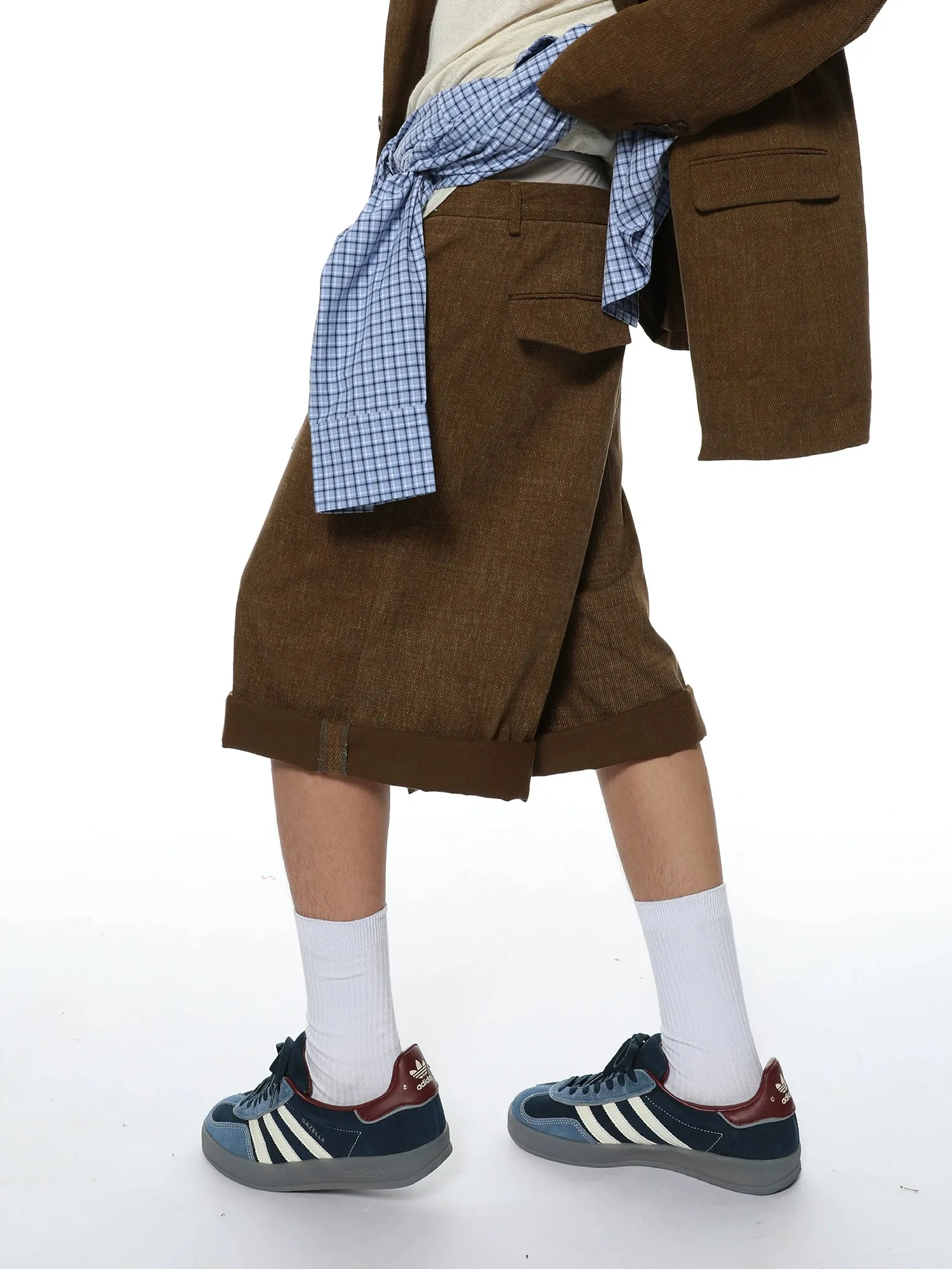 Oversized Textured Retro Blazer and Trousers Co-ord Set