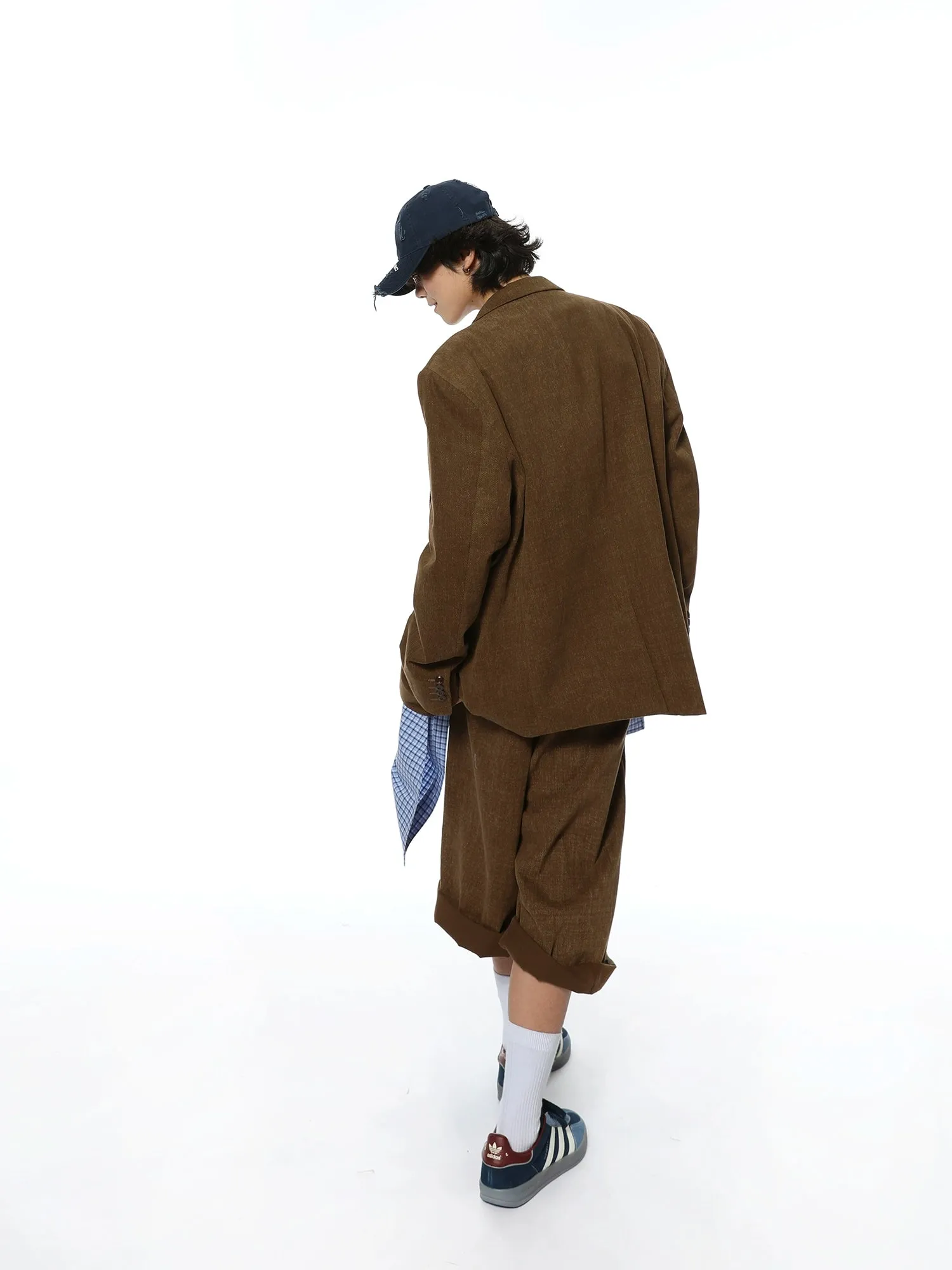 Oversized Textured Retro Blazer and Trousers Co-ord Set