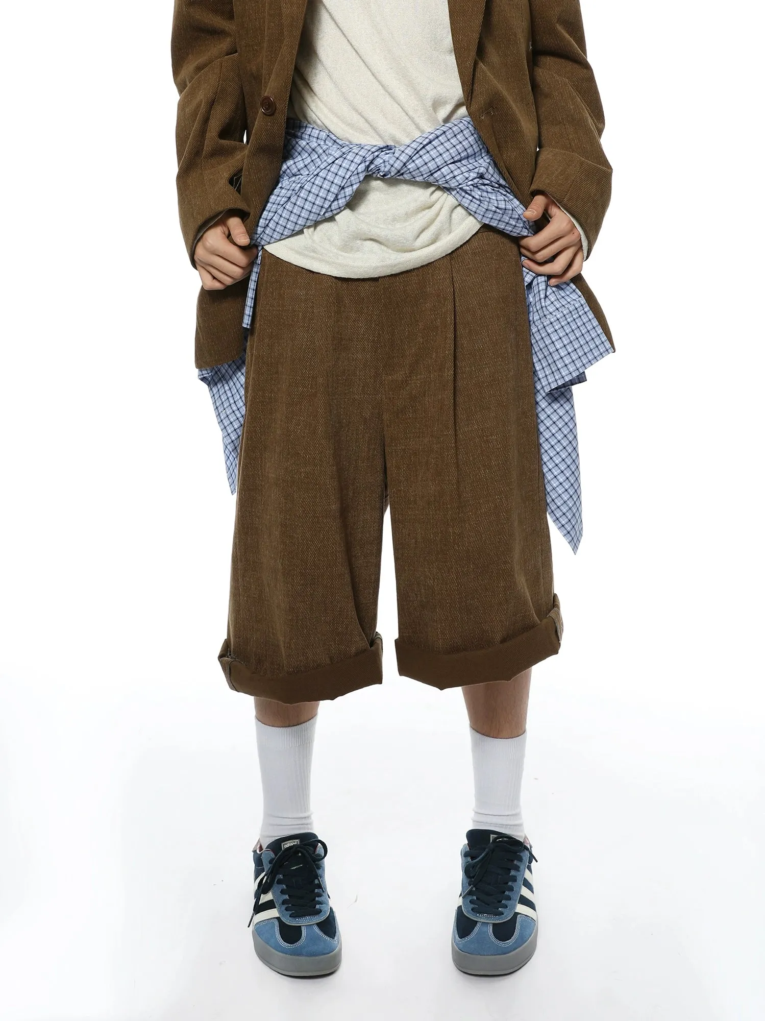 Oversized Textured Retro Blazer and Trousers Co-ord Set