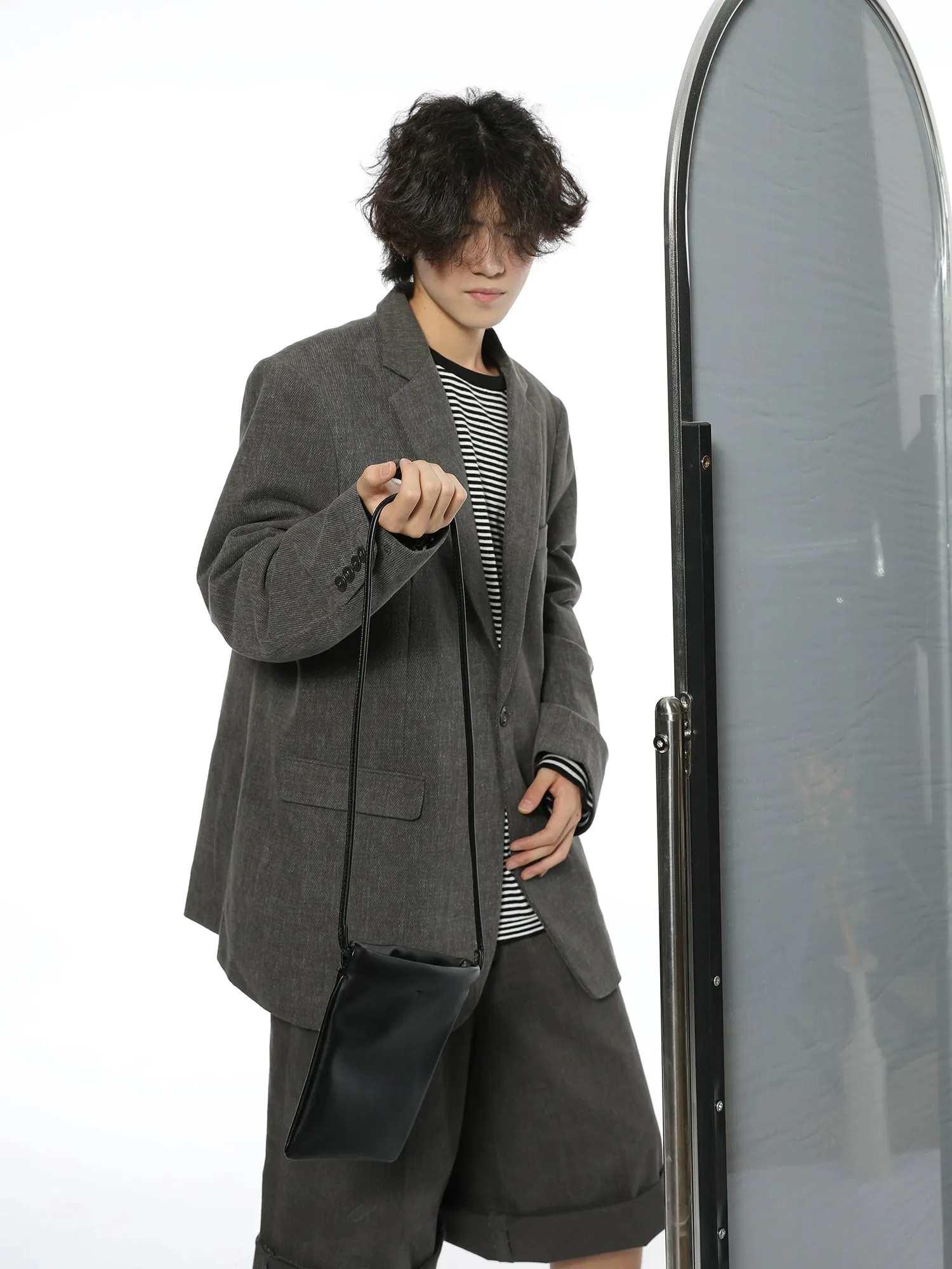 Oversized Textured Retro Blazer and Trousers Co-ord Set