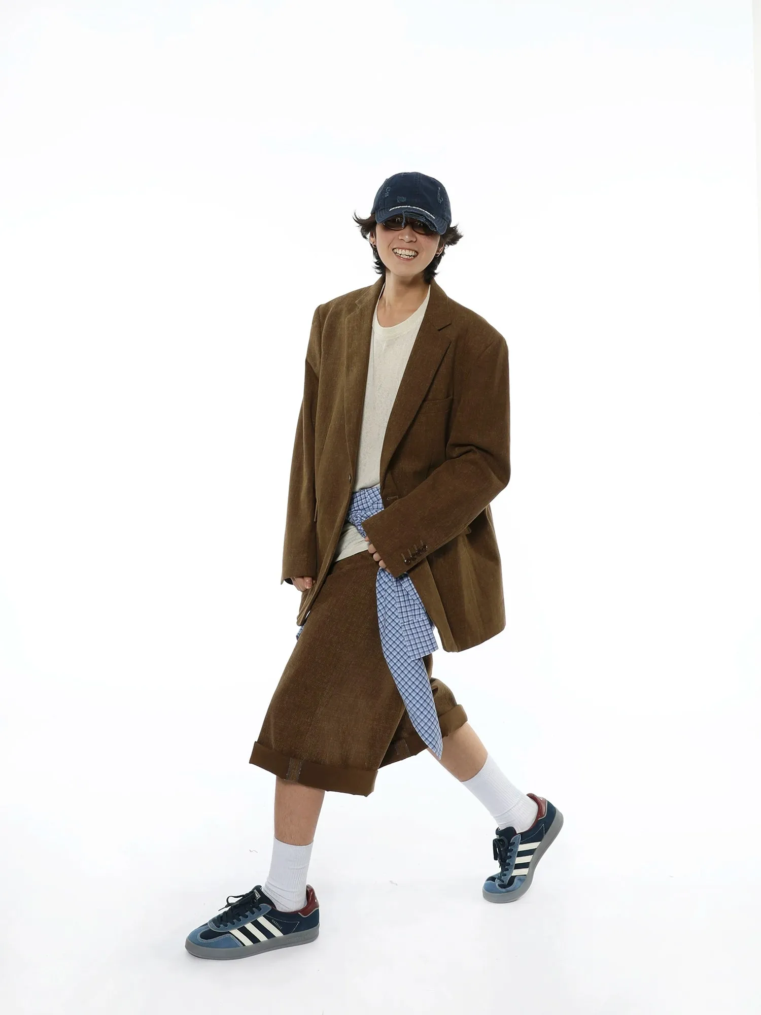 Oversized Textured Retro Blazer and Trousers Co-ord Set