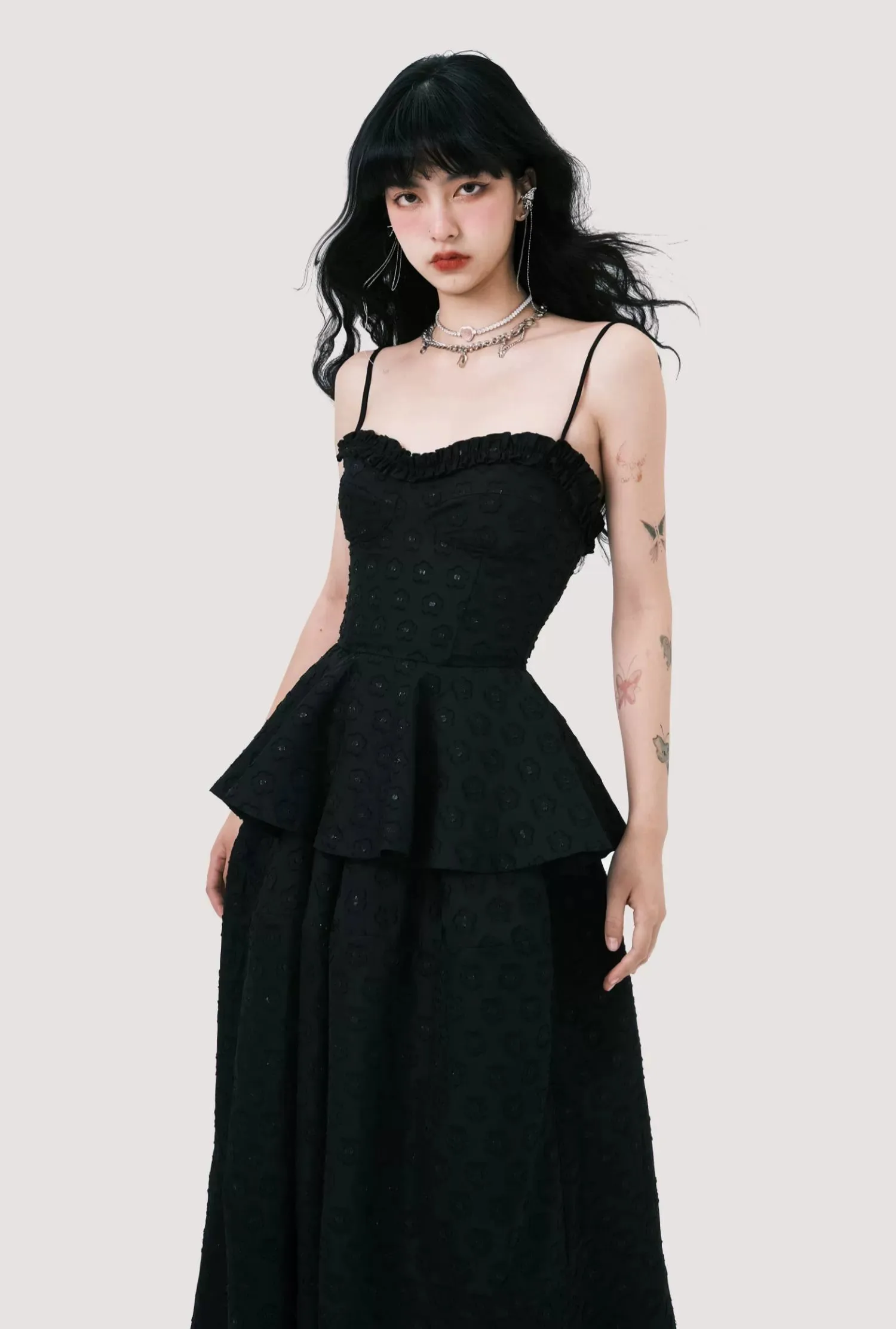 Peplum Top and Maxi Skirt Co-ord Set with Polka Dot Detail