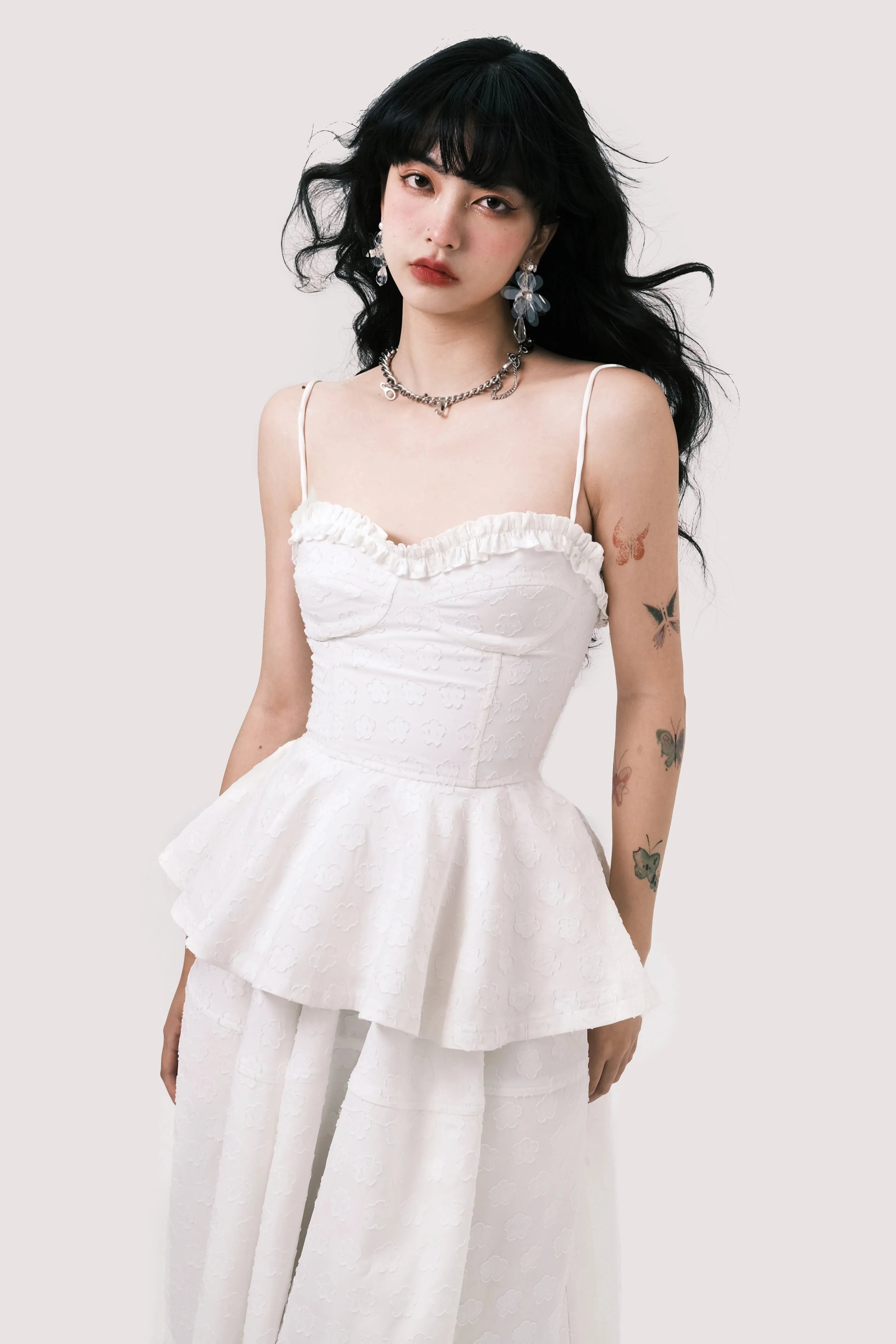 Peplum Top and Maxi Skirt Co-ord Set with Polka Dot Detail