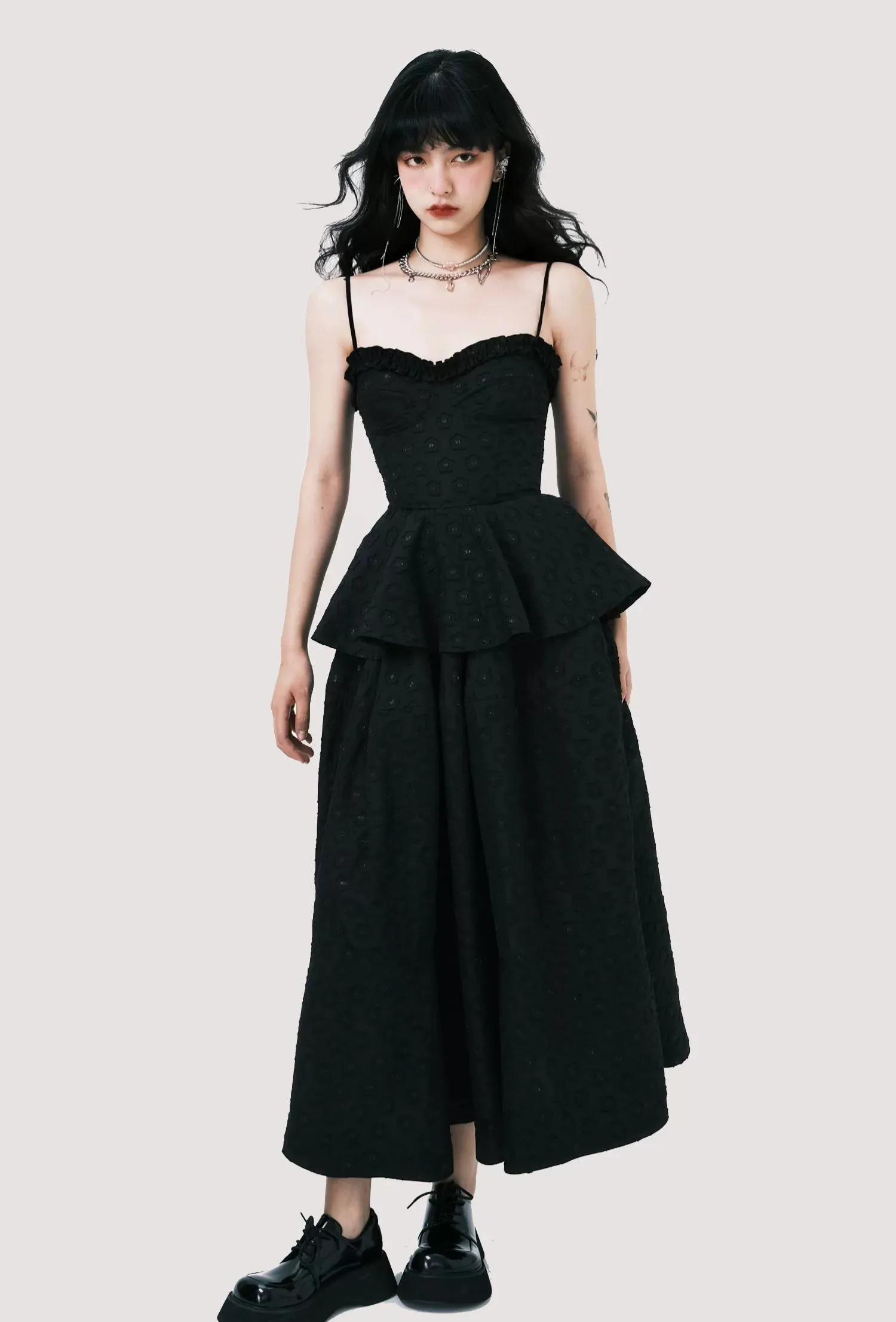Peplum Top and Maxi Skirt Co-ord Set with Polka Dot Detail