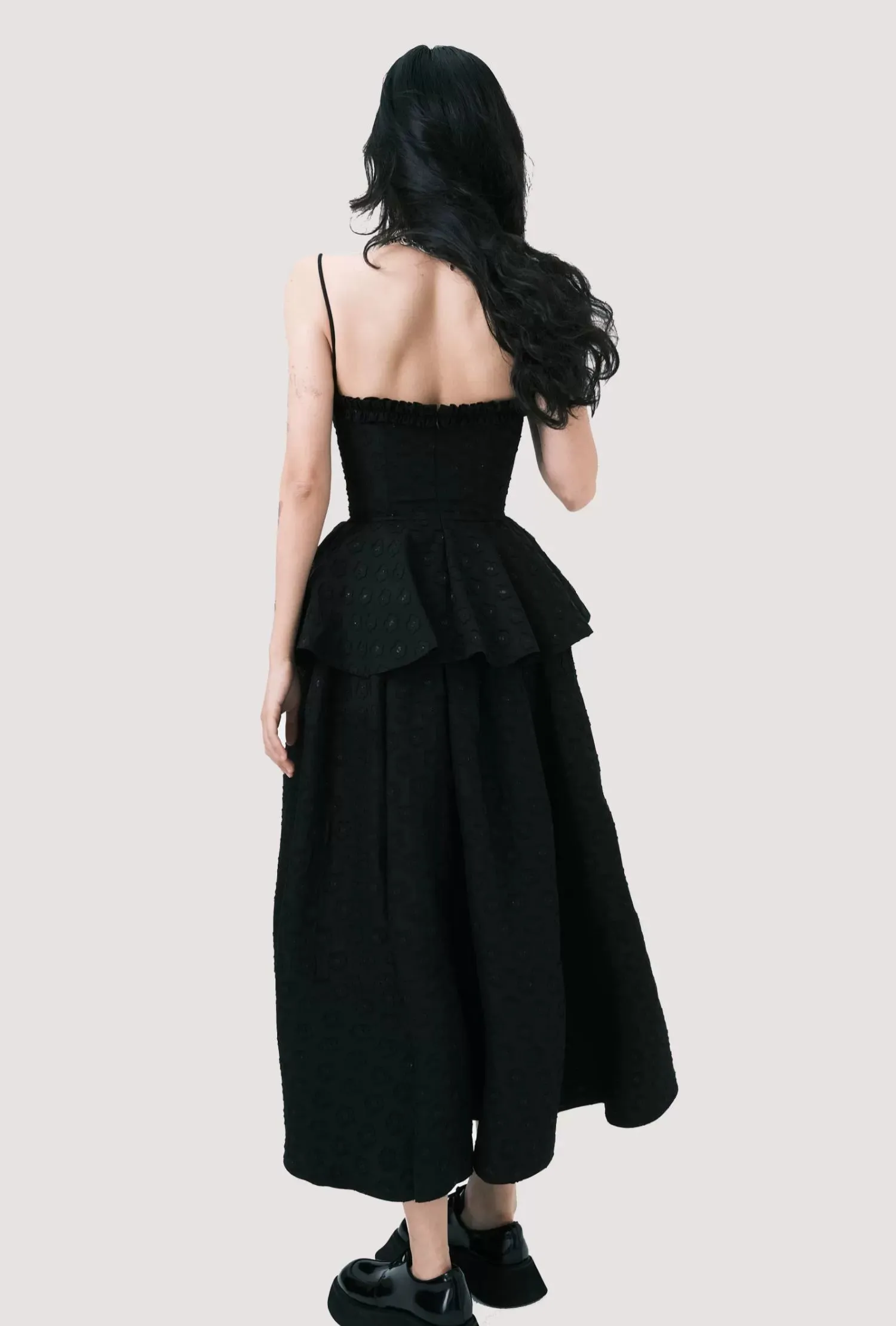 Peplum Top and Maxi Skirt Co-ord Set with Polka Dot Detail