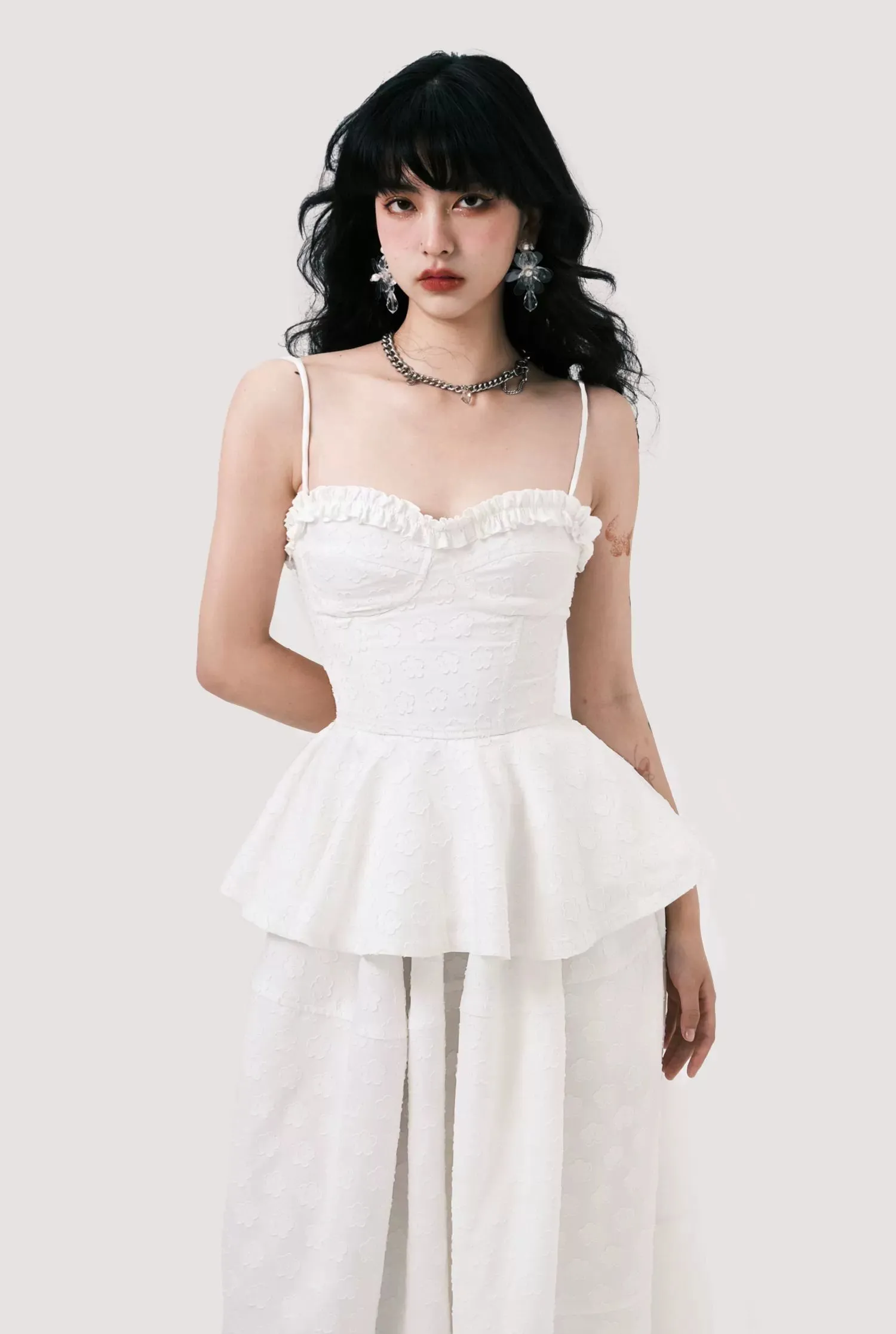 Peplum Top and Maxi Skirt Co-ord Set with Polka Dot Detail