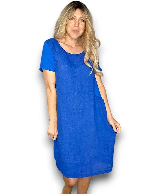 Sized Helga May Jungle Dress: Plain Cobalt