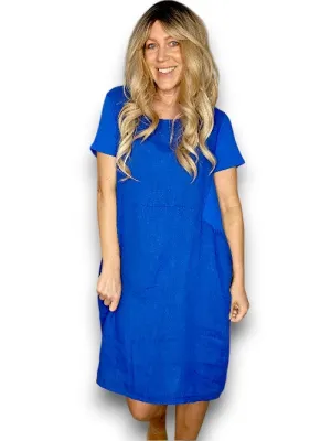 Sized Helga May Jungle Dress: Plain Cobalt