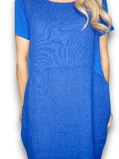 Sized Helga May Jungle Dress: Plain Cobalt