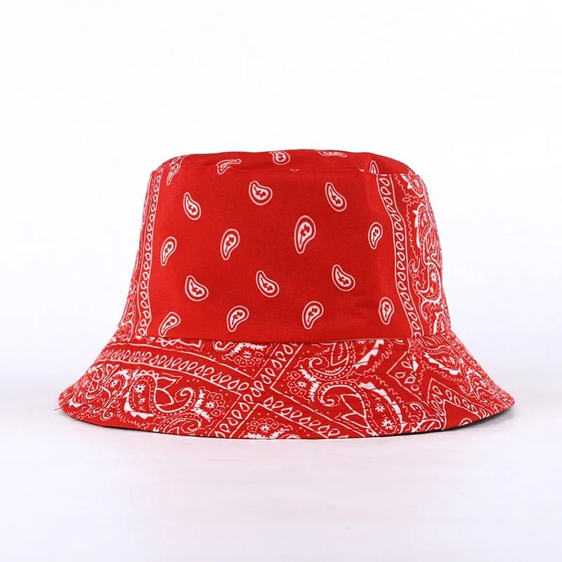 Unisex Pattern Cotton Bucket Hat Double-Sided Sun Cap Summer Sun Hats