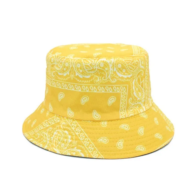 Unisex Pattern Cotton Bucket Hat Double-Sided Sun Cap Summer Sun Hats