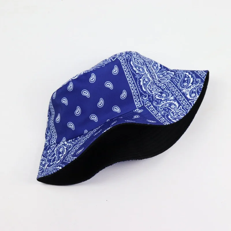 Unisex Pattern Cotton Bucket Hat Double-Sided Sun Cap Summer Sun Hats