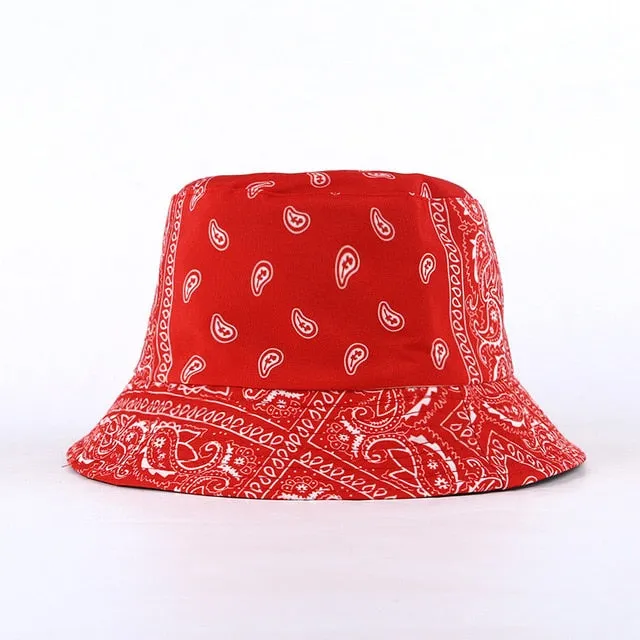 Unisex Pattern Cotton Bucket Hat Double-Sided Sun Cap Summer Sun Hats