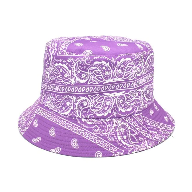 Unisex Pattern Cotton Bucket Hat Double-Sided Sun Cap Summer Sun Hats