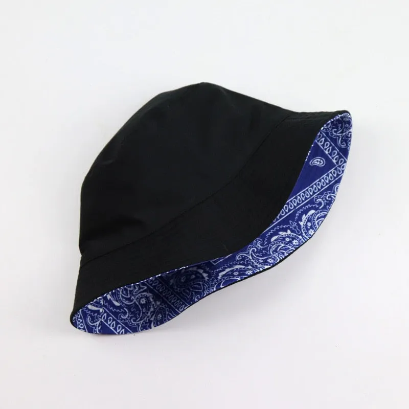 Unisex Pattern Cotton Bucket Hat Double-Sided Sun Cap Summer Sun Hats