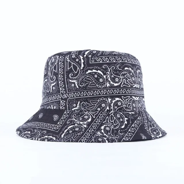 Unisex Pattern Cotton Bucket Hat Double-Sided Sun Cap Summer Sun Hats