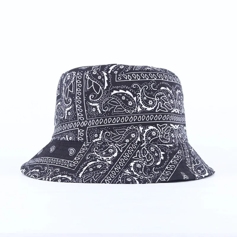 Unisex Pattern Cotton Bucket Hat Double-Sided Sun Cap Summer Sun Hats