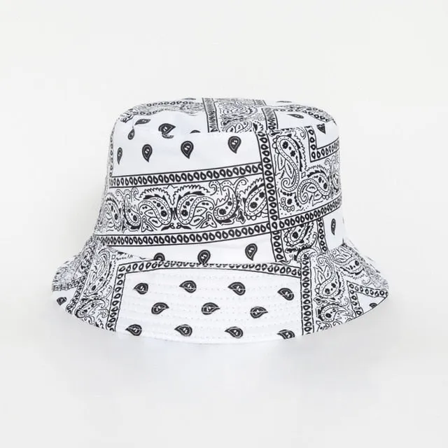 Unisex Pattern Cotton Bucket Hat Double-Sided Sun Cap Summer Sun Hats