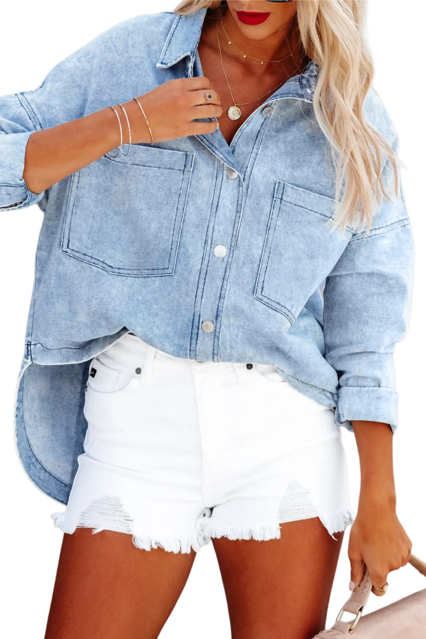 Washed Drop Shoulder Denim Jacket
